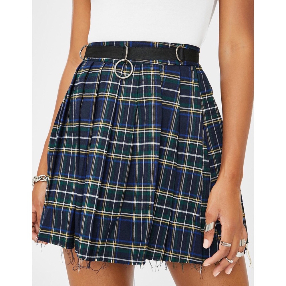 Current Mood Plaid Pleated Skirt